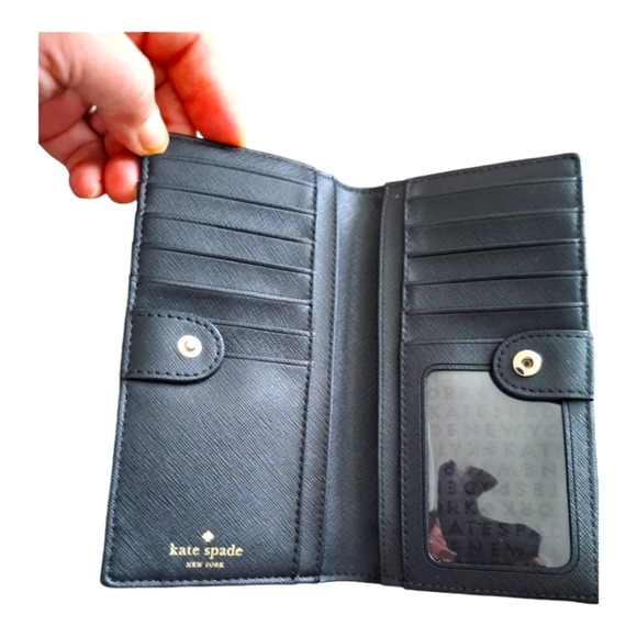 kate ♠️ spade Laurel Way Bifold Wallet with Bow and Jeweled Design - Picture 2 of 6